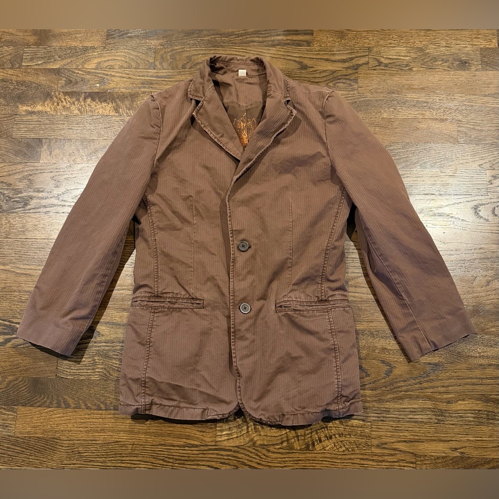 Mossimo Blazer Jacket Size S Brown Cotton Herringbone Two Button Casual Lined